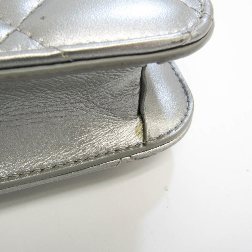 BALENCIAGA B.593615 Women's Leather Chain/Shoulder Wallet Silver - Picture 5 of 10